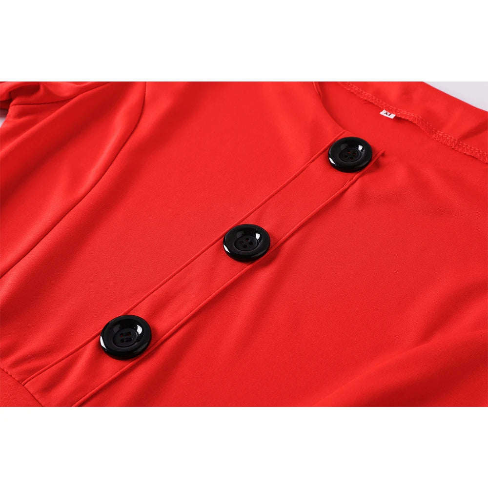 Elegant Solid A-Line Dresses for Women Fashion O-Neck Single-Breasted Design Pockets Decor High Waist Party Dress Slim Vestidos