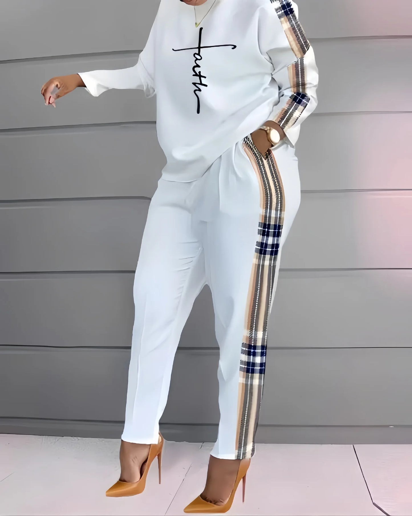 Autumn Casual Printed 2 Piece Outfit Women Fashion Sport Two Piece Set Long Sleeve T Shirt Tops Pants Suit Women Tracksuit Sets.