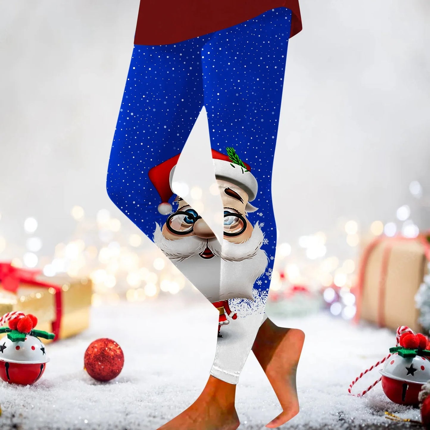 Christmas Leggings Sexy Funny Santa Claus Pinrt Leggings High Waist Yoga Pants Novelty Stretch Leggins Work Out Sports Tight
