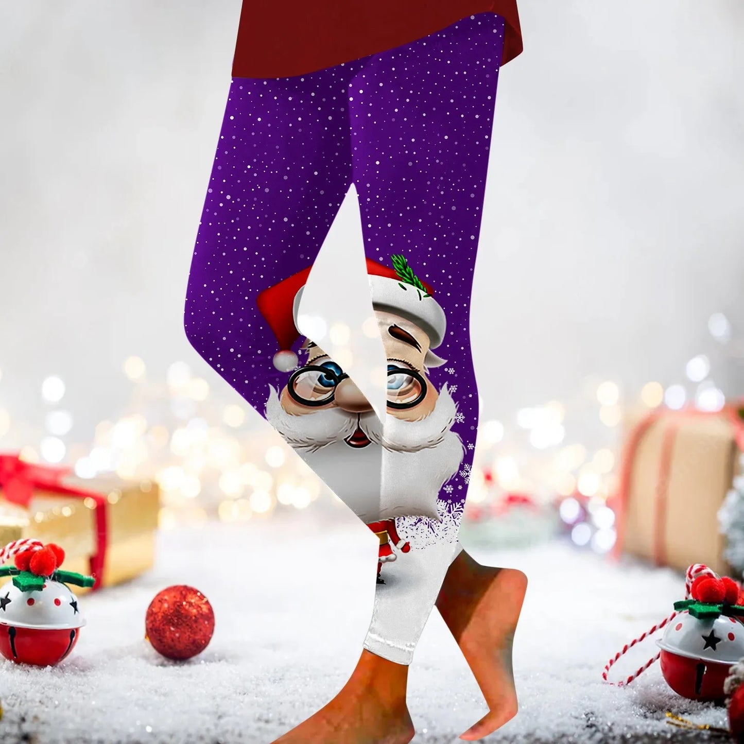 Christmas Leggings Sexy Funny Santa Claus Pinrt Leggings High Waist Yoga Pants Novelty Stretch Leggins Work Out Sports Tight