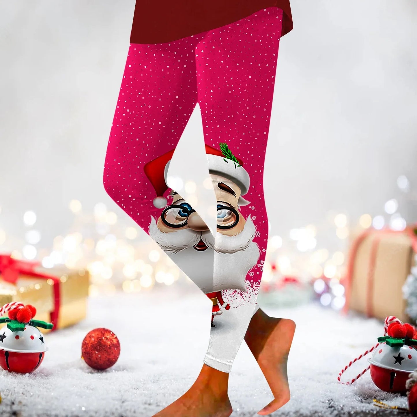 Christmas Leggings Sexy Funny Santa Claus Pinrt Leggings High Waist Yoga Pants Novelty Stretch Leggins Work Out Sports Tight
