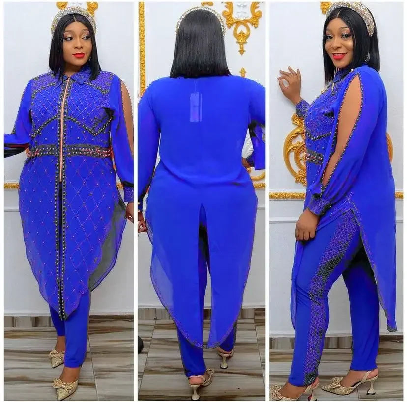 Elegant Commuting Spring Suit Three-Piece Set With Cardigan Trousers And Vest Pearlescent Single-Piece Ladies Wardrobe
