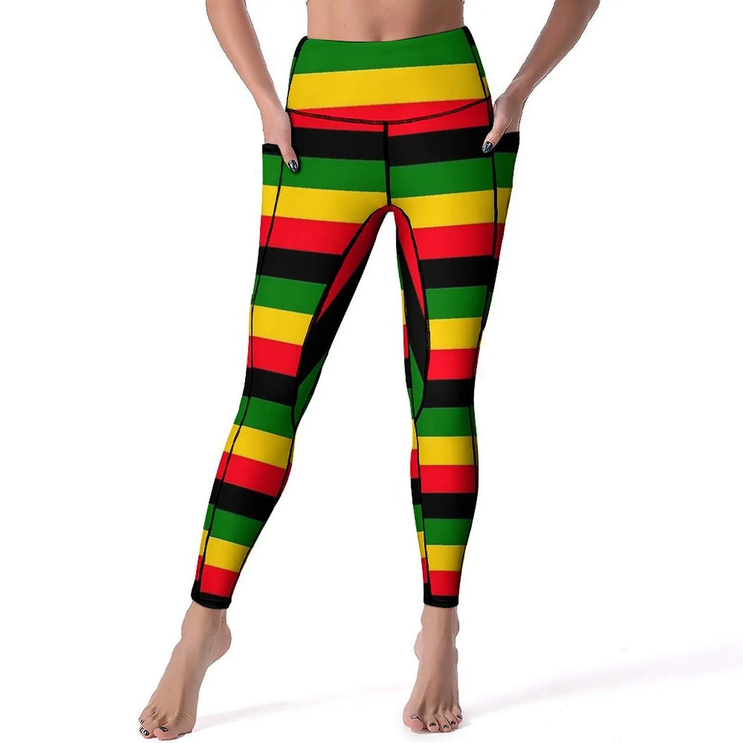 Jamaican Flag Yoga Pants Sexy Green Yellow Printed Leggings High Waist Gym Leggins Lady Funny Stretch Sports Tights
