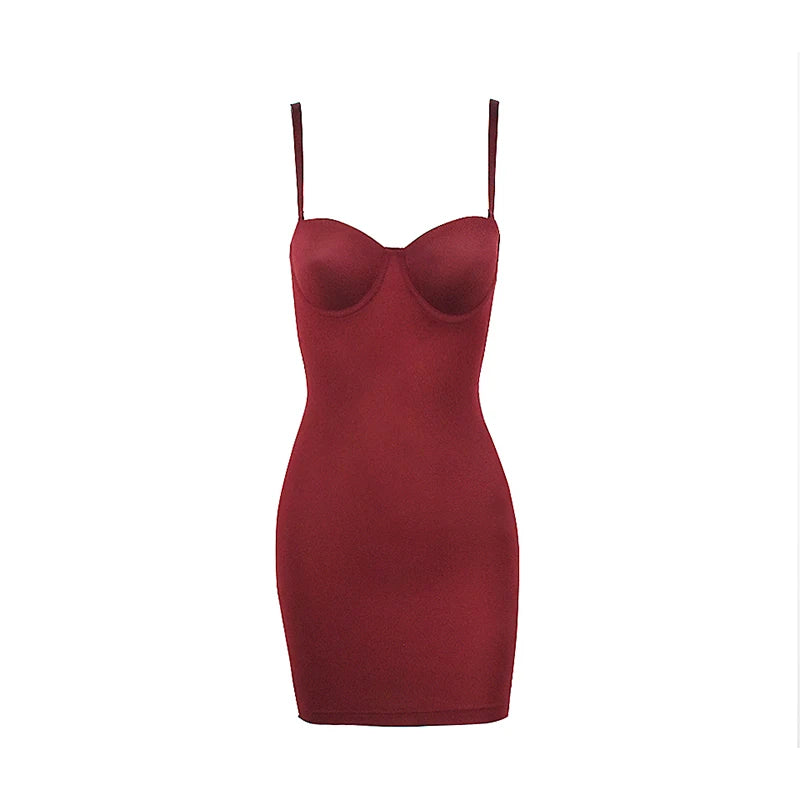 Slimming Full Length Shapewear Slips Nude Straight Tube Dress Body Shaper Women Skinny Under Dresses Underwire Cup Black