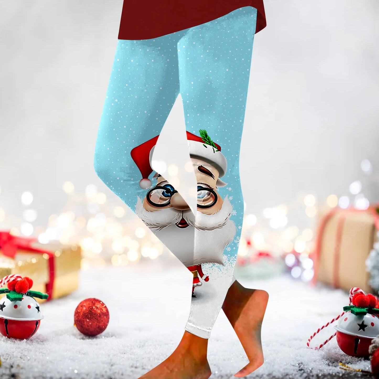 Christmas Leggings Sexy Funny Santa Claus Pinrt Leggings High Waist Yoga Pants Novelty Stretch Leggins Work Out Sports Tight