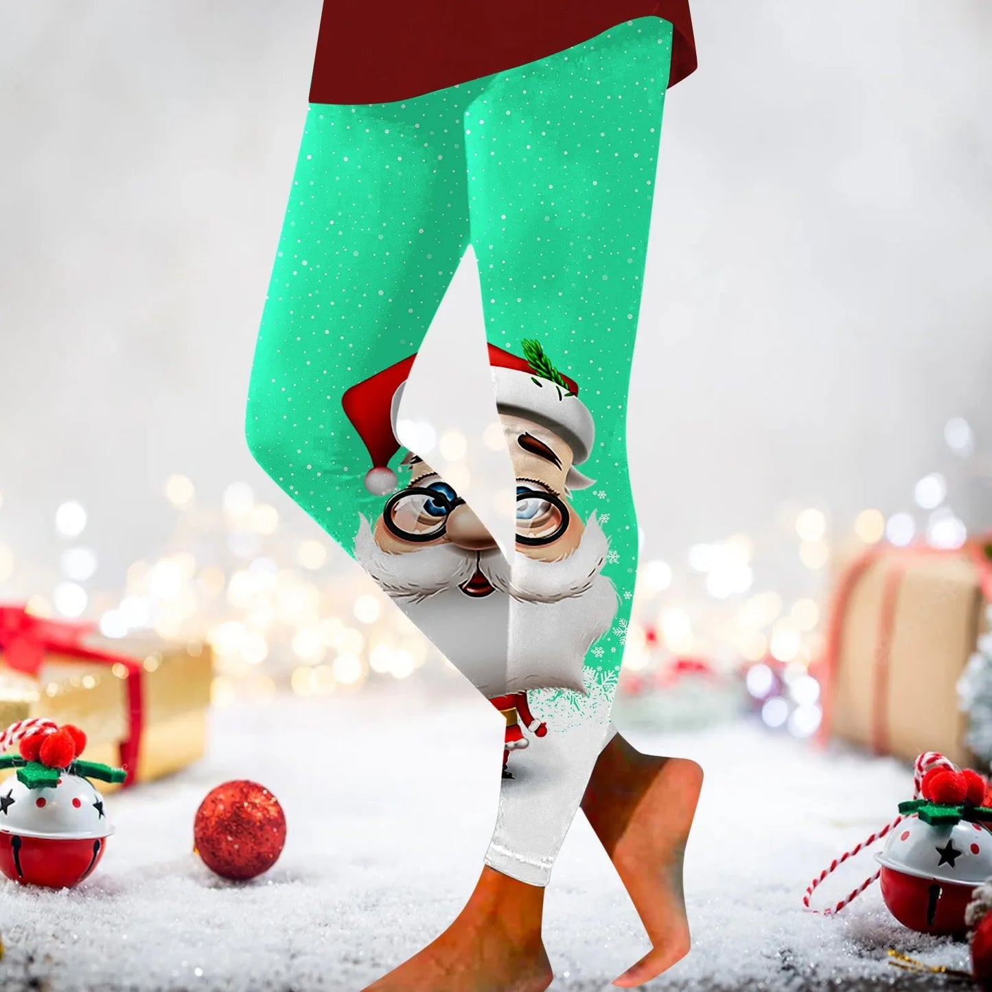 Christmas Leggings Sexy Funny Santa Claus Pinrt Leggings High Waist Yoga Pants Novelty Stretch Leggins Work Out Sports Tight