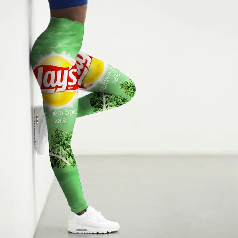 Sport Leggings Women 3D Snacks Printed Tights Yoga Pants Gym Legging Femme Seamless Legins Ladies Leginsy Damskie Leggins Sexy