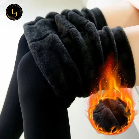 Women Winter Leggings Warm Leggins High Waist Solid Color Velvet Women Thickened Velvet Leggings Stretchy Black Leggings