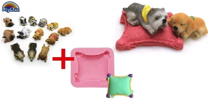 13 Dogs Shape Silicone Fondant Cake Decorating Mold Corgi Bulldog Chocolate Polymer Clay Mould Animal Cake Tool For Bakeware