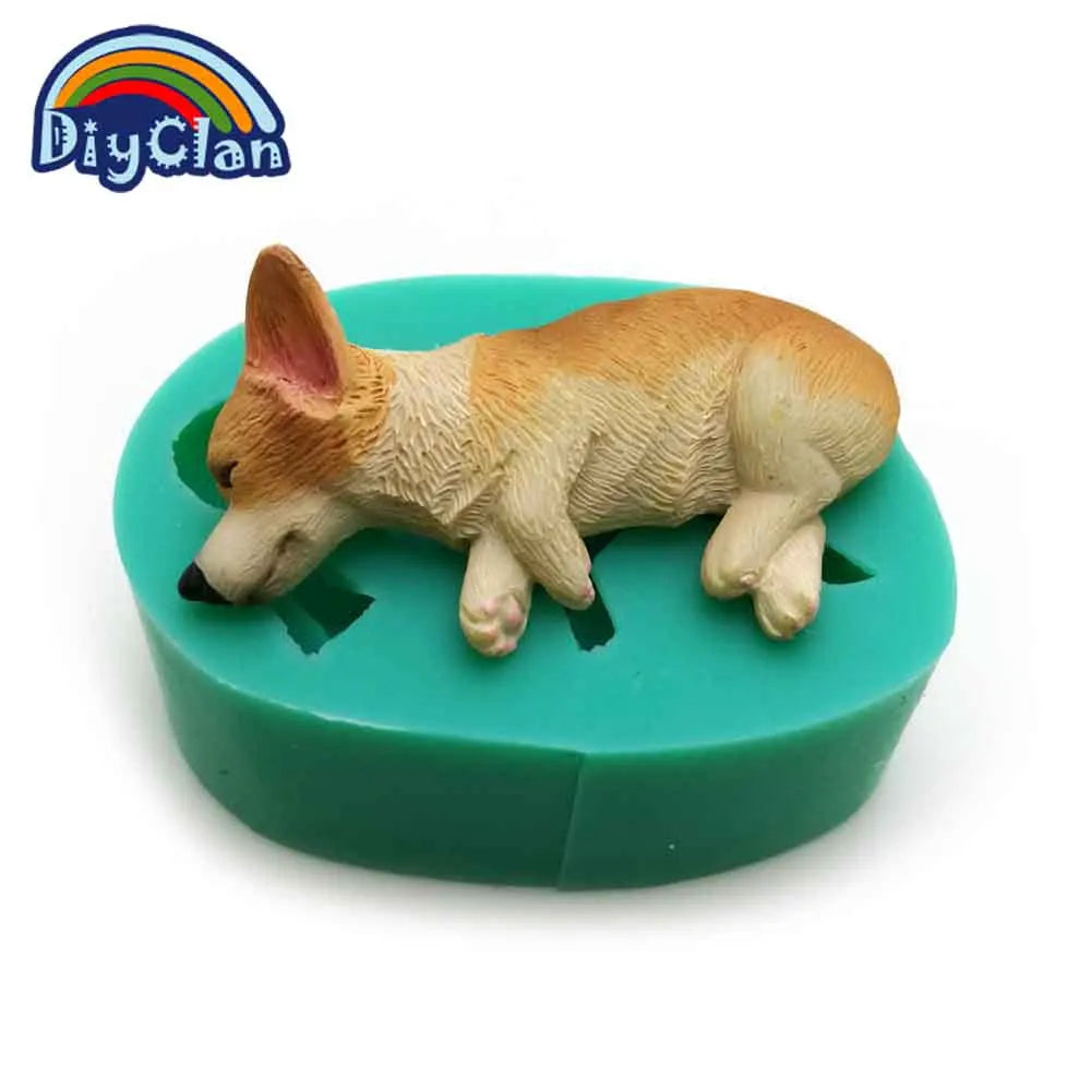 13 Dogs Shape Silicone Fondant Cake Decorating Mold Corgi Bulldog Chocolate Polymer Clay Mould Animal Cake Tool For Bakeware