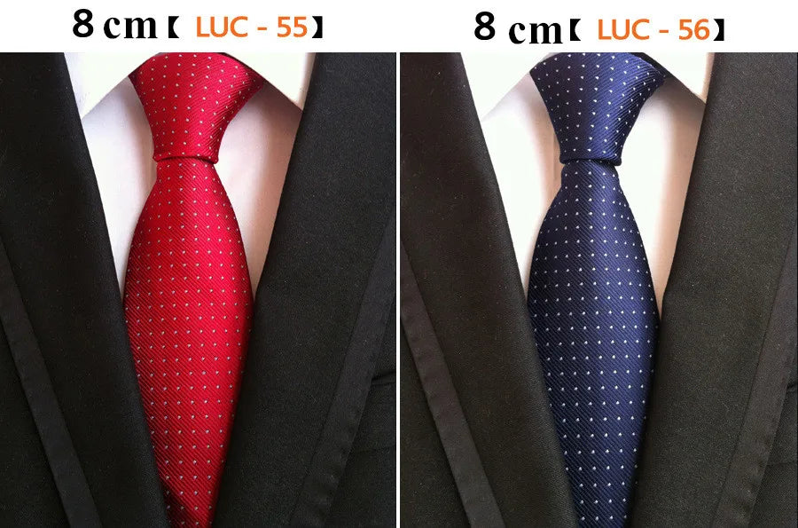 Fashion Neckties Classic Men's Stripe Yellow Navy Blue Wedding Ties Jacquard Woven 100% Silk Feel Solid Tie Polka Dots Neck Ties