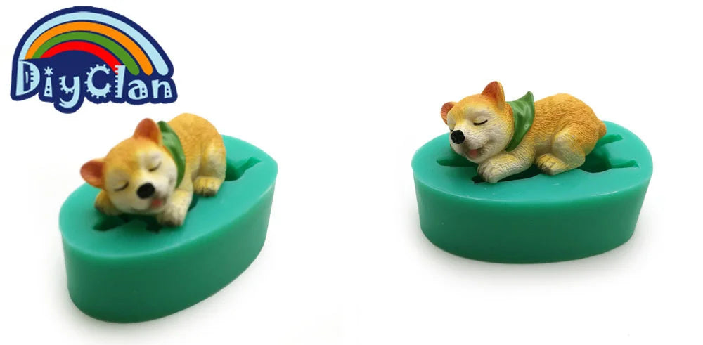 13 Dogs Shape Silicone Fondant Cake Decorating Mold Corgi Bulldog Chocolate Polymer Clay Mould Animal Cake Tool For Bakeware