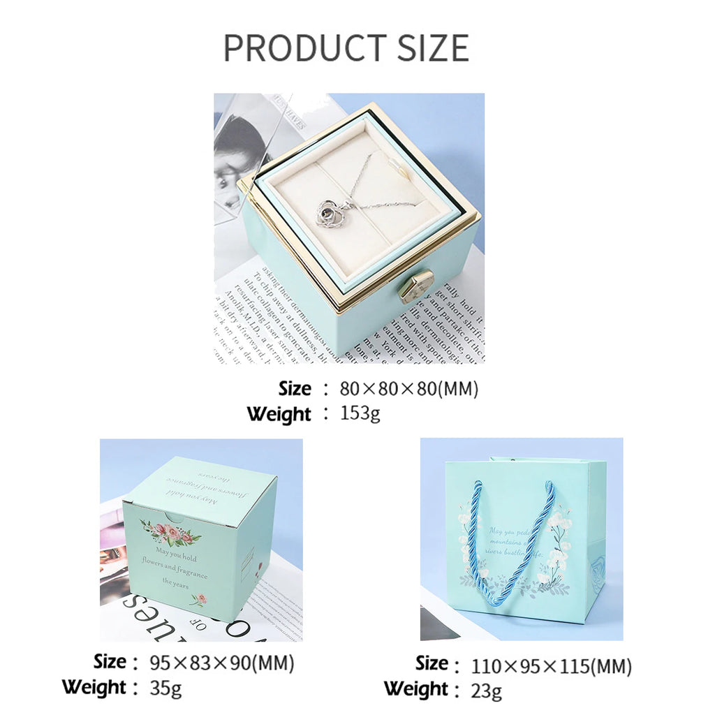 100 Languages I Love You Projection Necklace With Rotating Rose Gift Box 2023 New Creativity Design Romantic Luxury Jewelry Set