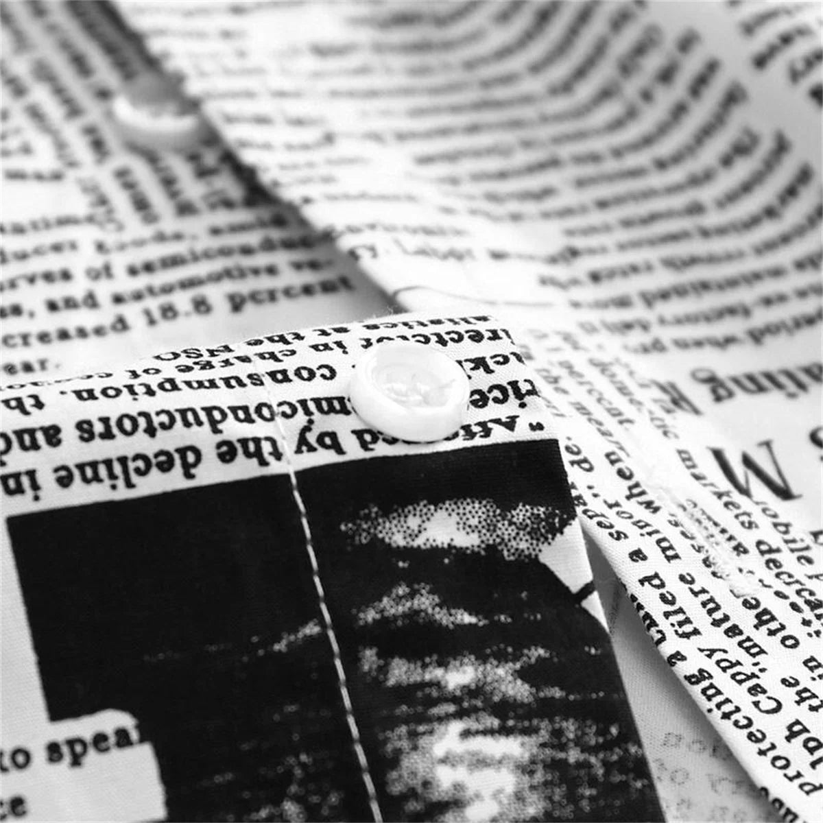 Cool Newspaper Shirts Men Fashion Hip Hop Loose Shirt Streetwear Long Sleeve Casual Summer Shirts Funny Ulzzang High Street Tops