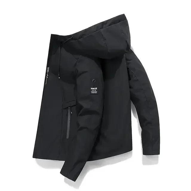 In 2025, New Spring and Autumn brand men's windproof zipper jacket, casual high-quality hooded baseball European outdoor sports