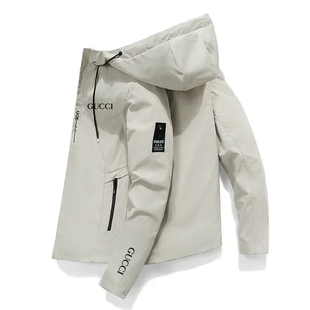 In 2025, New Spring and Autumn brand men's windproof zipper jacket, casual high-quality hooded baseball European outdoor sports
