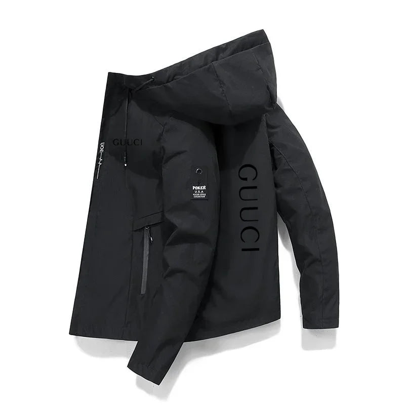 In 2025, New Spring and Autumn brand men's windproof zipper jacket, casual high-quality hooded baseball European outdoor sports