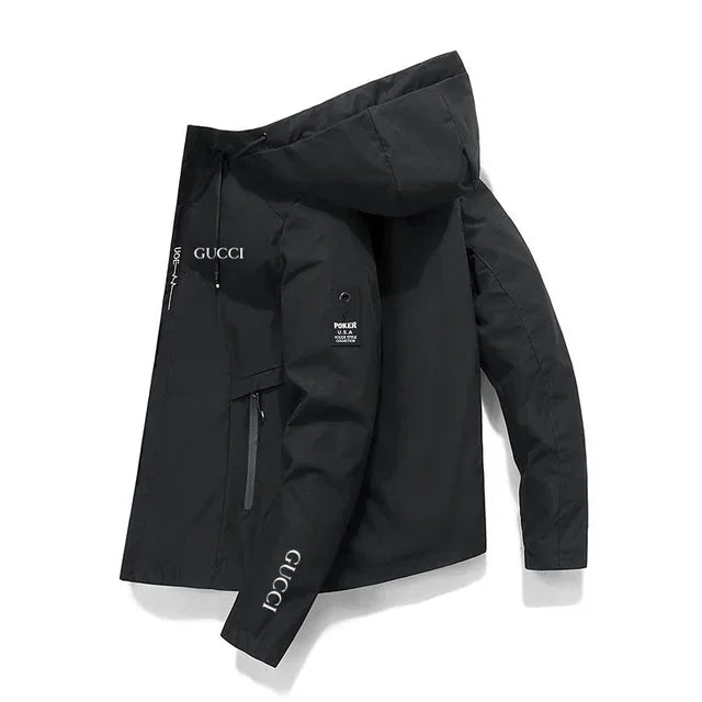 In 2025, New Spring and Autumn brand men's windproof zipper jacket, casual high-quality hooded baseball European outdoor sports