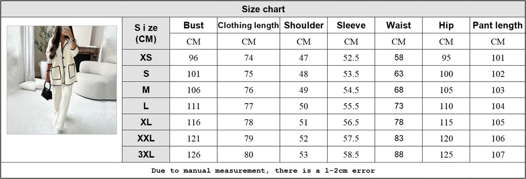 Women'sTwo Pieces Set Long Sleeve Knit Pocket Single Breasted Cardigan Suit Autumn Elegant Fashion Female Warm Street Clothes