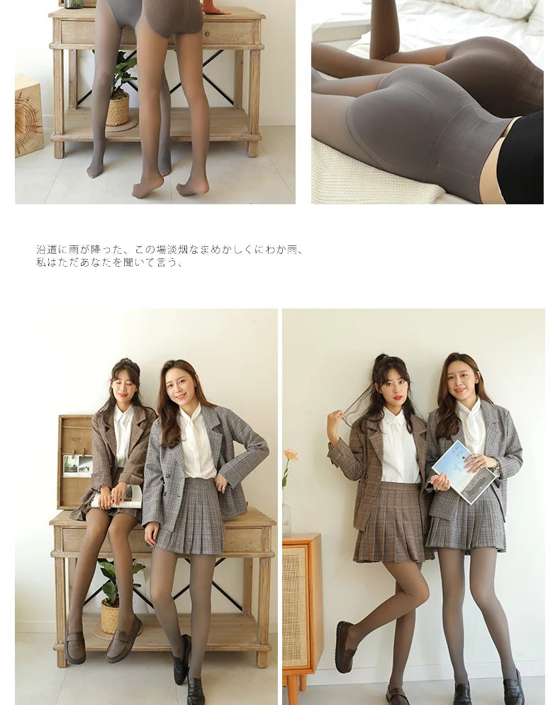 High Wasit Pantyhose Women Winter Warm Stomach Leggings Elastic Pantyhose Plus Velvet Thicken Tights Corset Shaping Stockings