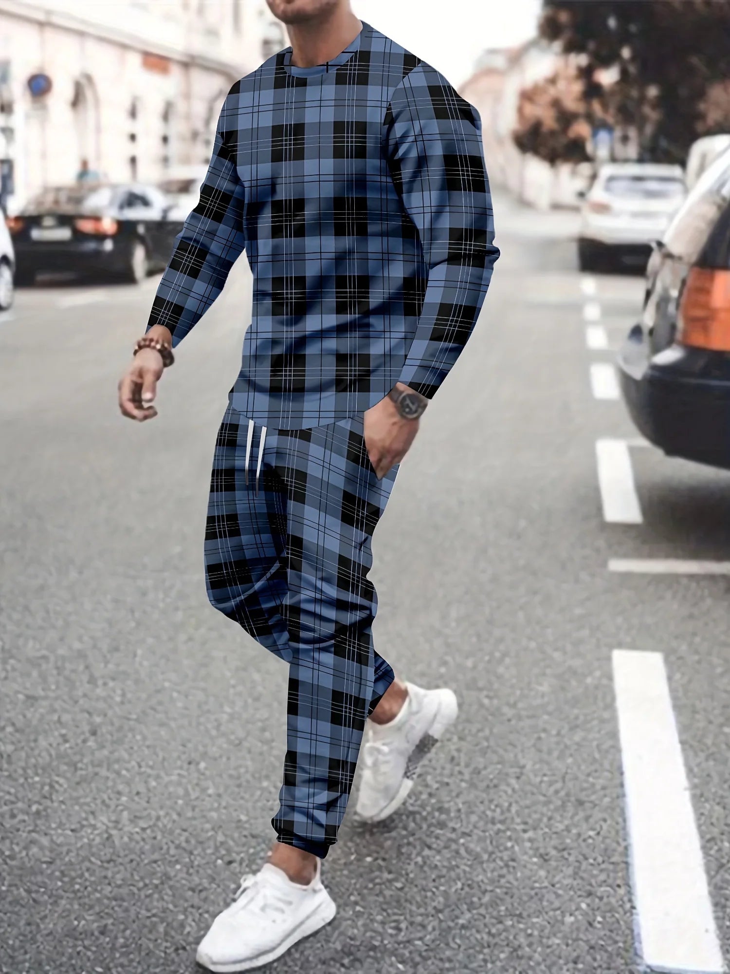 Fashion Colorful Gradient 3D Print Men's Sportswear Set Long-Sleeved T Shirt Pants 2-Piece Set Oversized Pullover Men Clothing