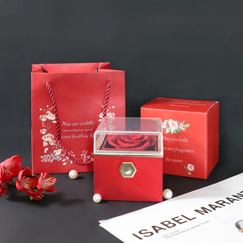 100 Languages I Love You Projection Necklace With Rotating Rose Gift Box 2023 New Creativity Design Romantic Luxury Jewelry Set