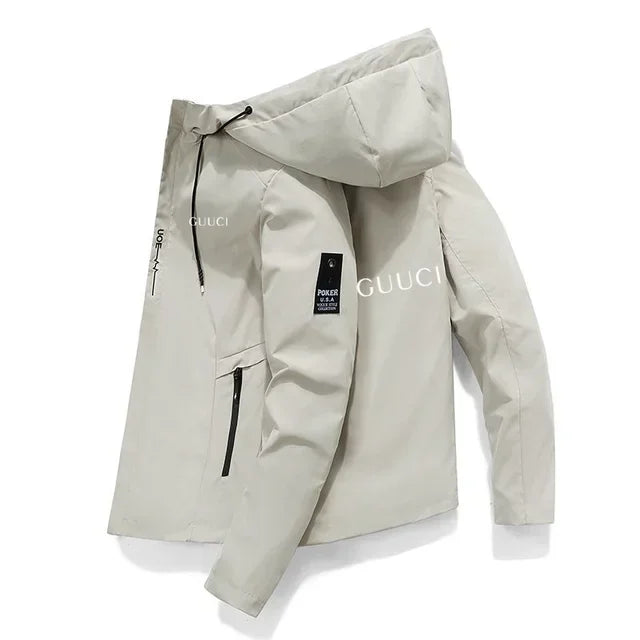In 2025, New Spring and Autumn brand men's windproof zipper jacket, casual high-quality hooded baseball European outdoor sports