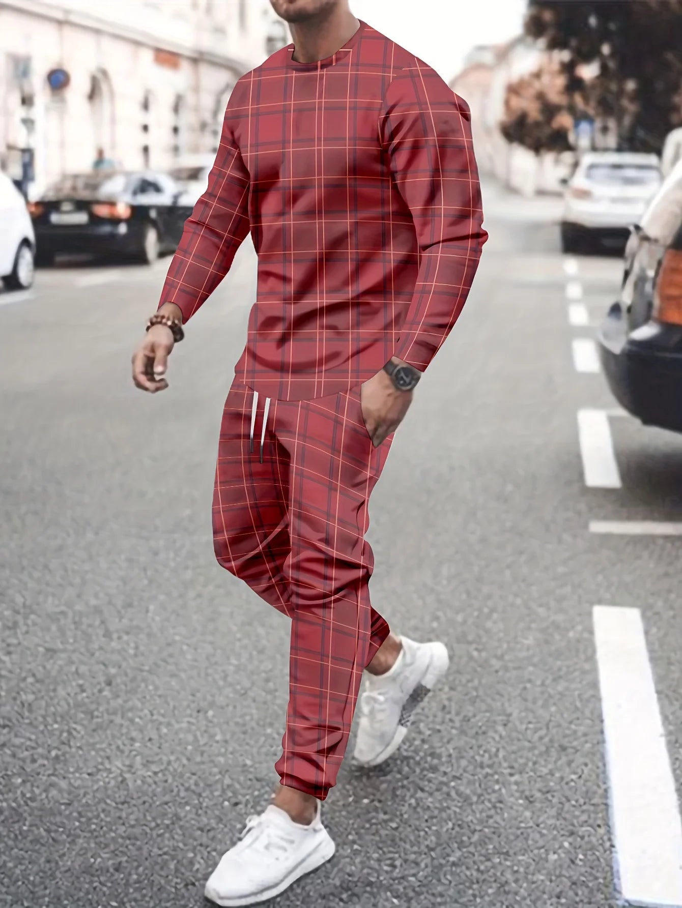 Fashion Colorful Gradient 3D Print Men's Sportswear Set Long-Sleeved T Shirt Pants 2-Piece Set Oversized Pullover Men Clothing