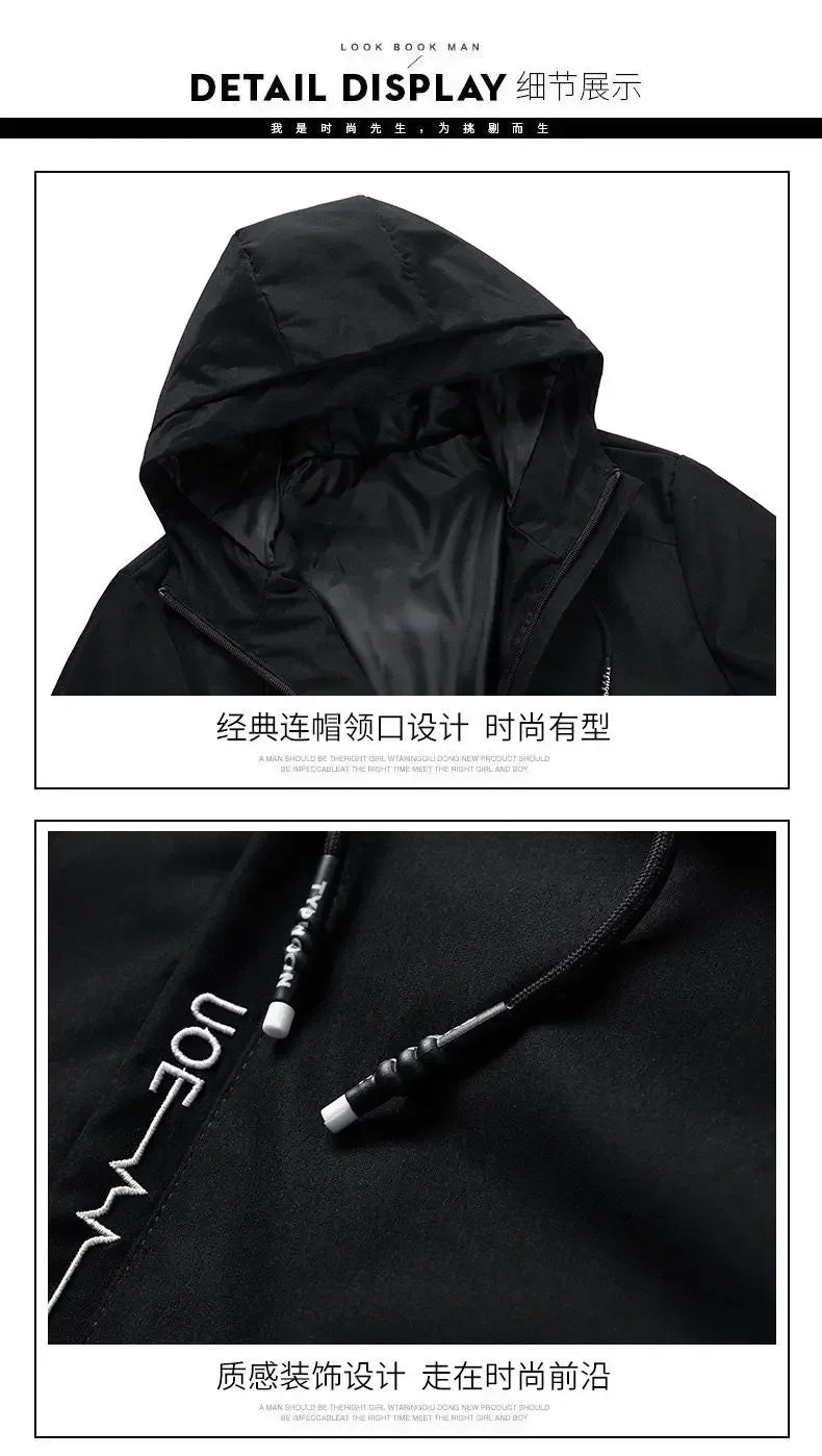 In 2025, New Spring and Autumn brand men's windproof zipper jacket, casual high-quality hooded baseball European outdoor sports
