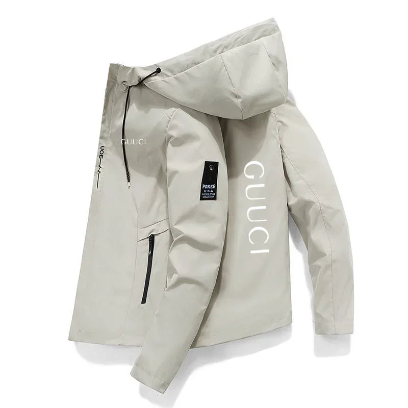 In 2025, New Spring and Autumn brand men's windproof zipper jacket, casual high-quality hooded baseball European outdoor sports