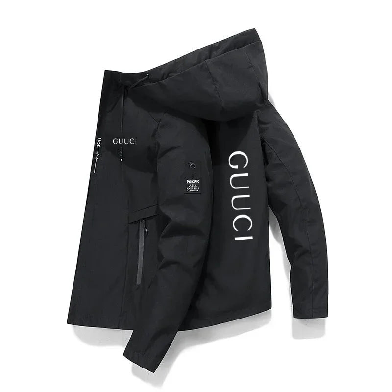 In 2025, New Spring and Autumn brand men's windproof zipper jacket, casual high-quality hooded baseball European outdoor sports