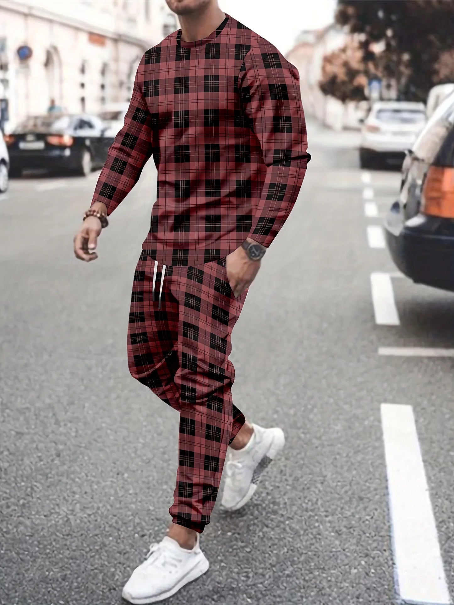 Fashion Colorful Gradient 3D Print Men's Sportswear Set Long-Sleeved T Shirt Pants 2-Piece Set Oversized Pullover Men Clothing