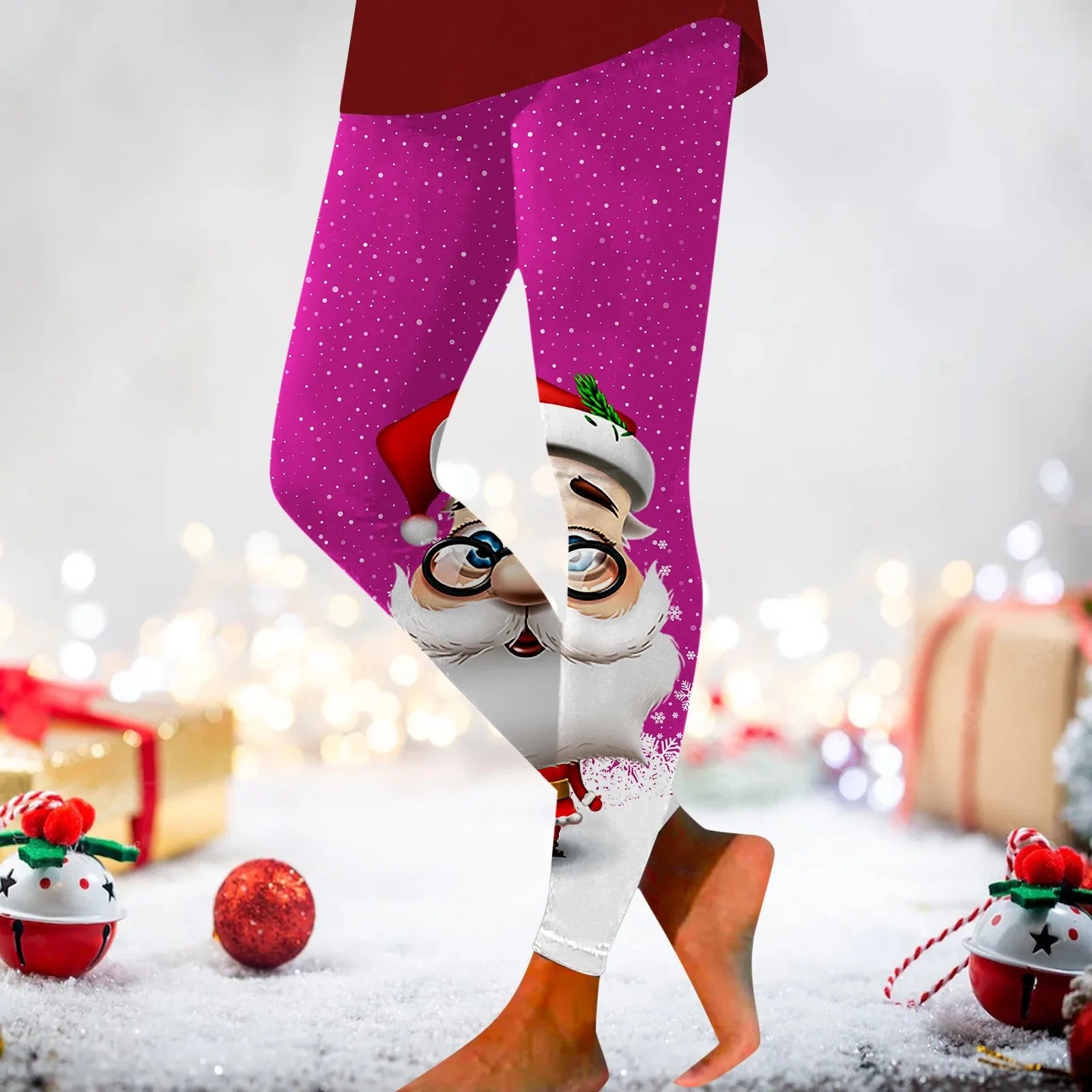 Christmas Leggings Sexy Funny Santa Claus Pinrt Leggings High Waist Yoga Pants Novelty Stretch Leggins Work Out Sports Tight