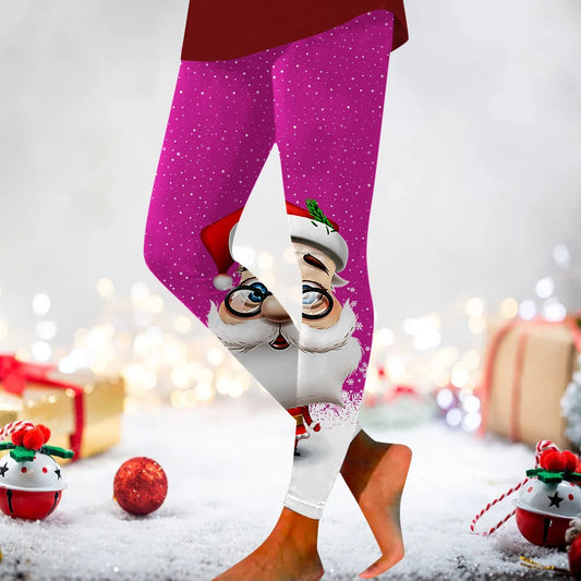 Christmas Leggings Sexy Funny Santa Claus Pinrt Leggings High Waist Yoga Pants Novelty Stretch Leggins Work Out Sports Tight