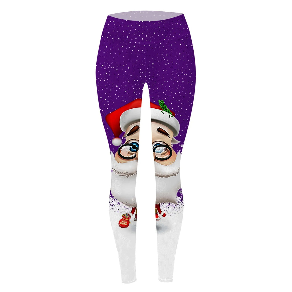 Christmas Leggings Sexy Funny Santa Claus Pinrt Leggings High Waist Yoga Pants Novelty Stretch Leggins Work Out Sports Tight