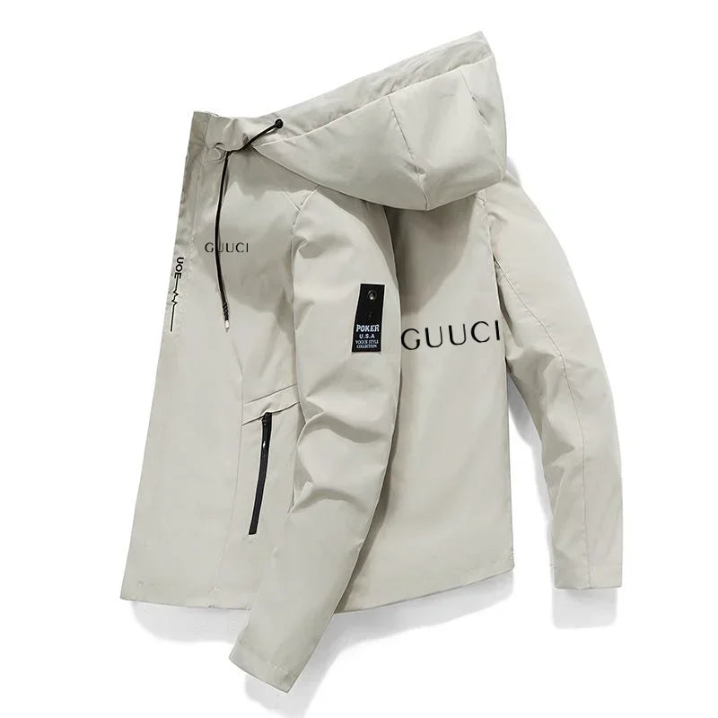 In 2025, New Spring and Autumn brand men's windproof zipper jacket, casual high-quality hooded baseball European outdoor sports