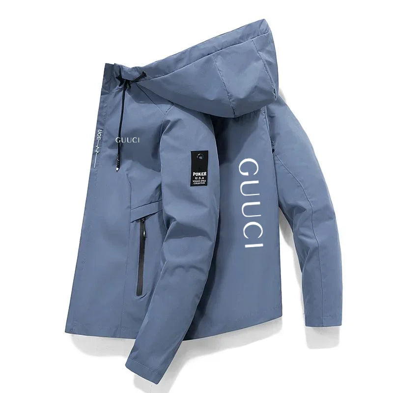 In 2025, New Spring and Autumn brand men's windproof zipper jacket, casual high-quality hooded baseball European outdoor sports