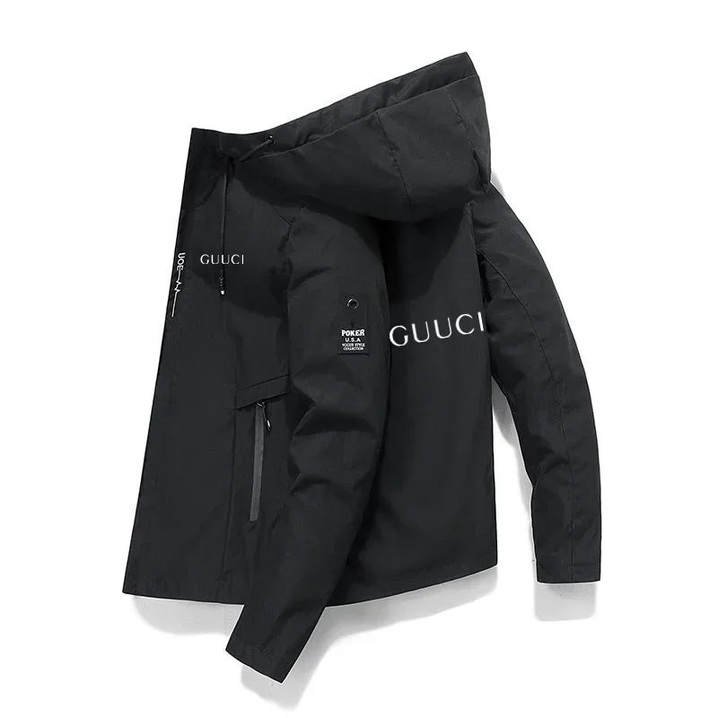 In 2025, New Spring and Autumn brand men's windproof zipper jacket, casual high-quality hooded baseball European outdoor sports