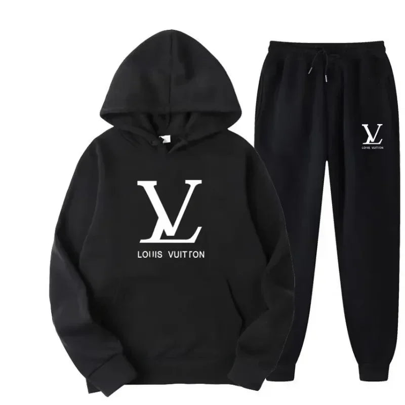 Autumn and winter new men's and women's hooded sweatshirts and pants 2-piece outdoor fashion jogging men's casual sportswear set