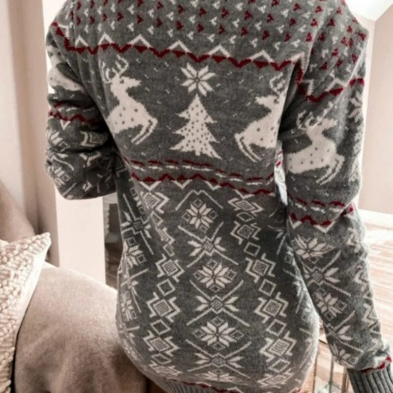 Women's Long Sleeve Christmas Sweater Dress Casual Round Neck Pullover Knitted Dress