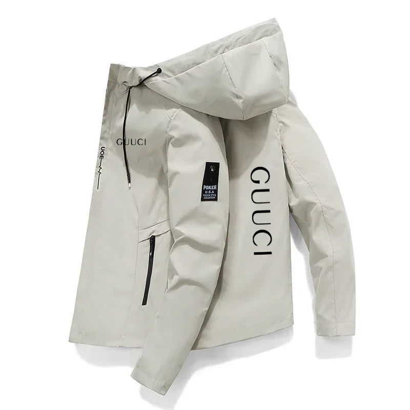 In 2025, New Spring and Autumn brand men's windproof zipper jacket, casual high-quality hooded baseball European outdoor sports