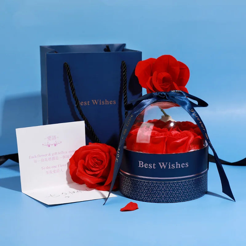 Mom Heart Pendant Necklaces With Luxury Pink Rose Flower Gift Box For Girlfriend 2024 New Mother's Day Gifts Romantic Jewelry