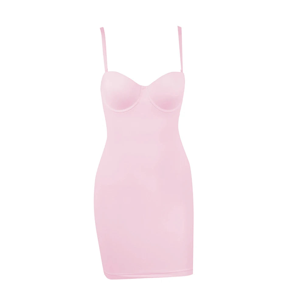 Slimming Full Length Shapewear Slips Nude Straight Tube Dress Body Shaper Women Skinny Under Dresses Underwire Cup Black