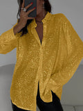 Tossy Sequin Loose Fashion Shirts Female Casual Lapel Cardigan Summer Clothes New Outwear Glitter Party Blouse Luxury Women's