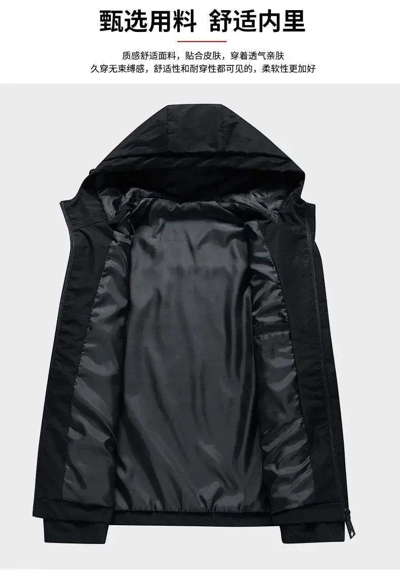 In 2025, New Spring and Autumn brand men's windproof zipper jacket, casual high-quality hooded baseball European outdoor sports