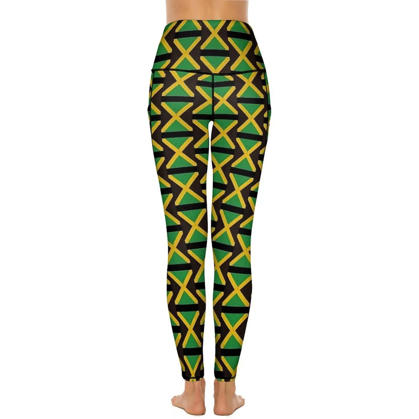 Jamaican Flag Yoga Pants Sexy Green Yellow Printed Leggings High Waist Gym Leggins Lady Funny Stretch Sports Tights
