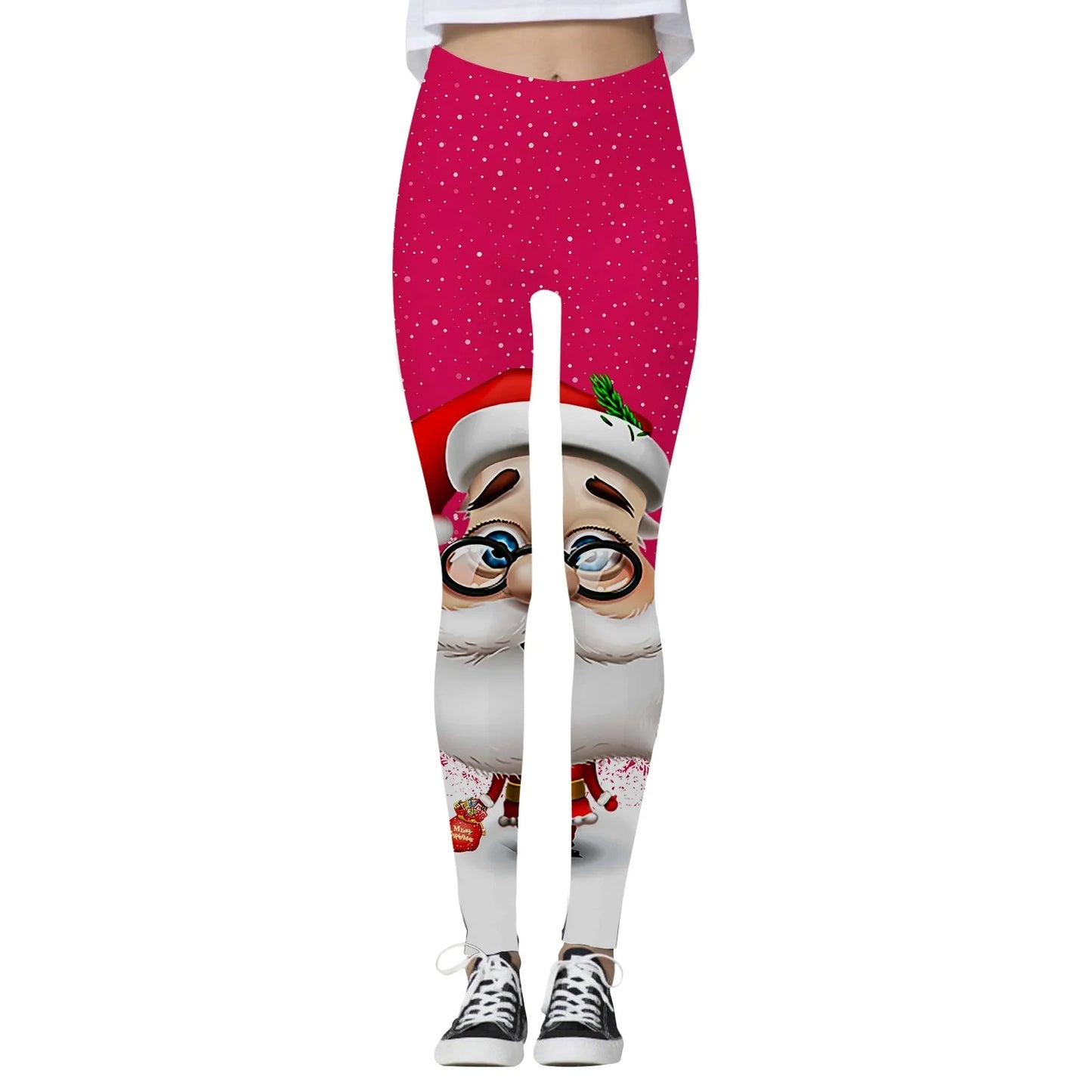Christmas Leggings Sexy Funny Santa Claus Pinrt Leggings High Waist Yoga Pants Novelty Stretch Leggins Work Out Sports Tight