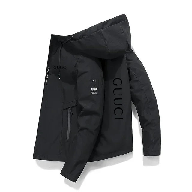 In 2025, New Spring and Autumn brand men's windproof zipper jacket, casual high-quality hooded baseball European outdoor sports