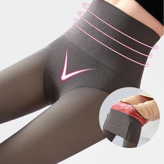 High Wasit Pantyhose Women Winter Warm Stomach Leggings Elastic Pantyhose Plus Velvet Thicken Tights Corset Shaping Stockings
