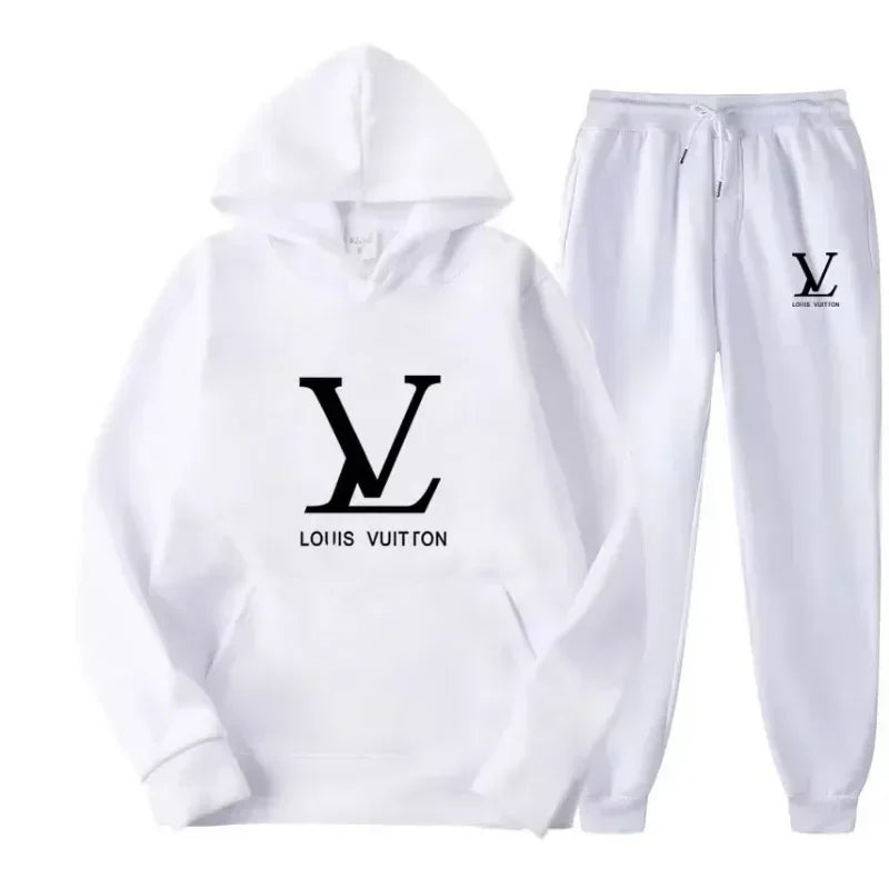 Autumn and winter new men's and women's hooded sweatshirts and pants 2-piece outdoor fashion jogging men's casual sportswear set